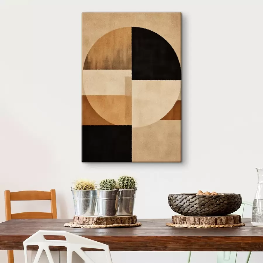 Obraz Polkruhy a štvorce v teplých tónoch, jemná textúra s46531