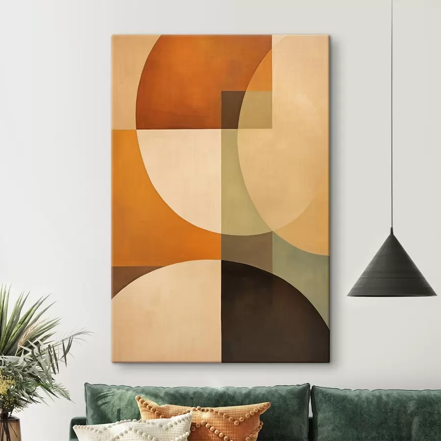 Obraz Veľké pretínajúce sa tvary v terakotovo-olivových odtieňoch s46533