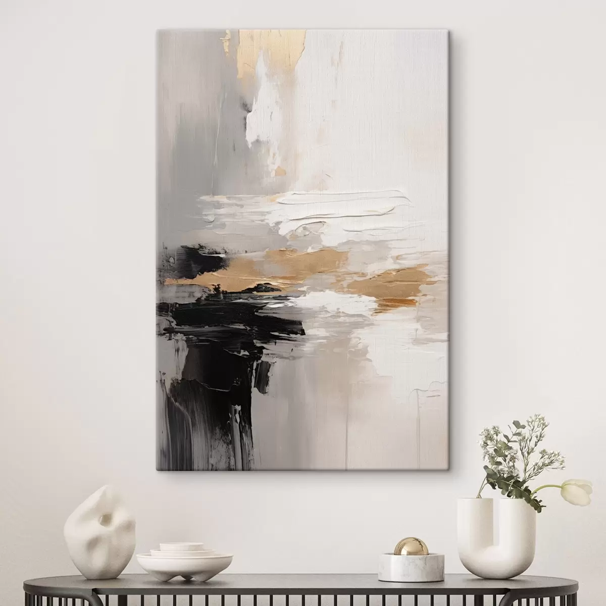 Obraz Nude-tónované ťahy s kontrastnou čiernou a okrovou vrstvou s46544