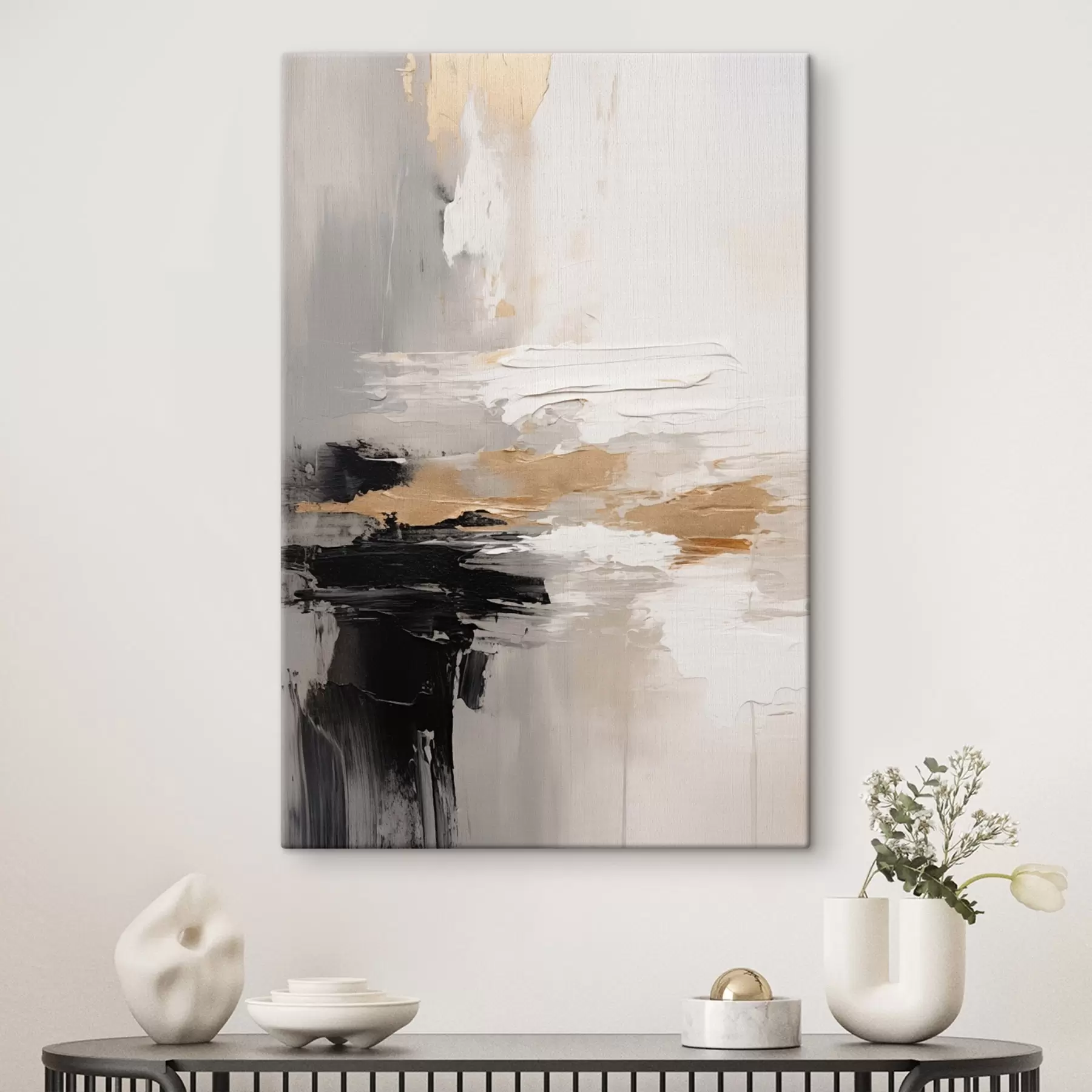 Obraz Nude-tónované ťahy s kontrastnou čiernou a okrovou vrstvou s46544