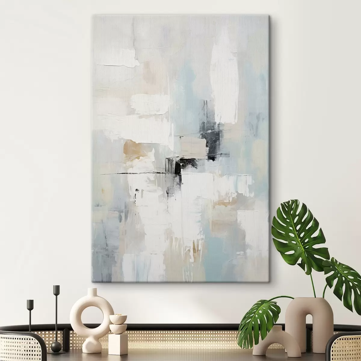 Obraz Svetlý abstraktný motív s čiernym akcentom s46548