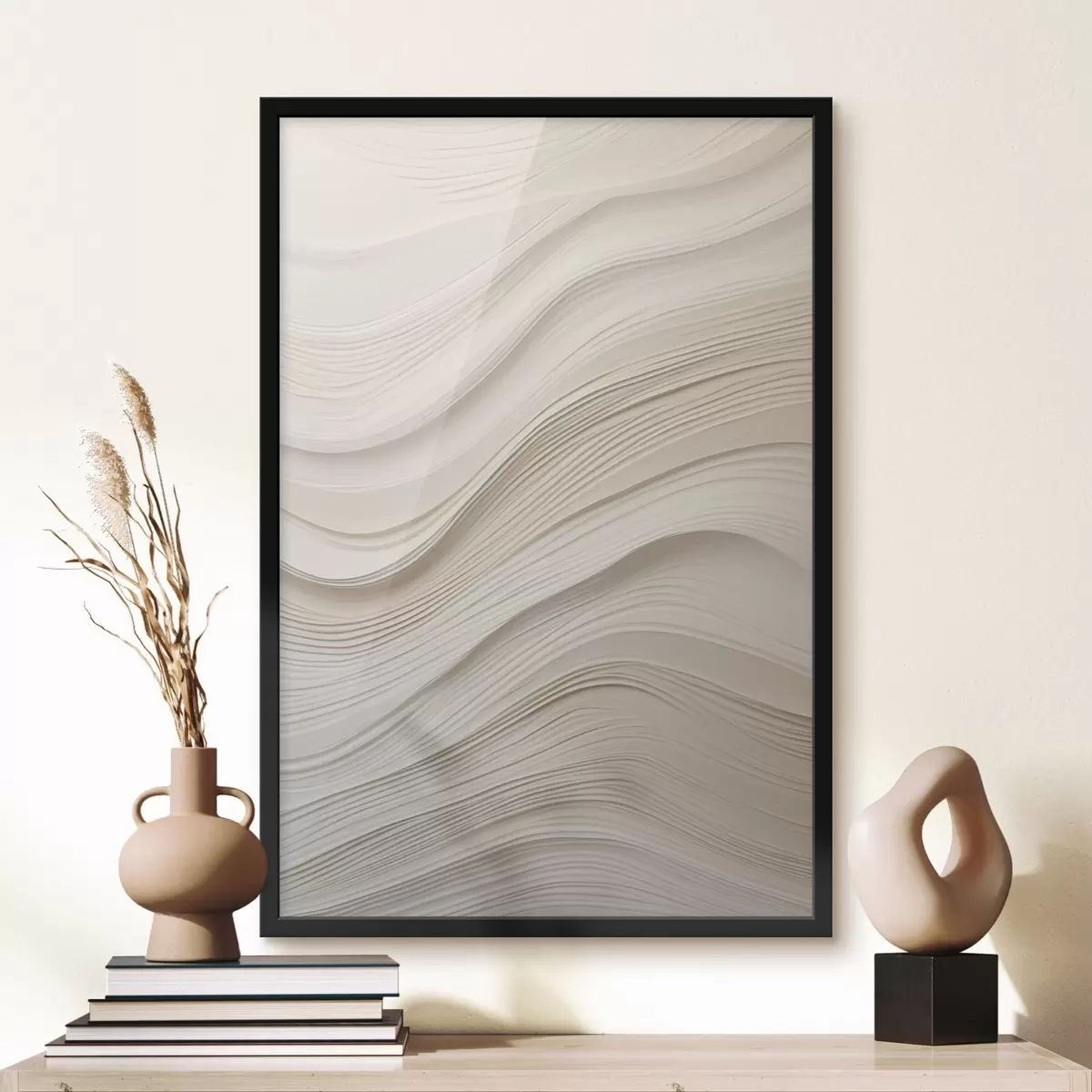 Plagáty Vrstvené vlny v pieskovom odtieni, jemná textúra f46484