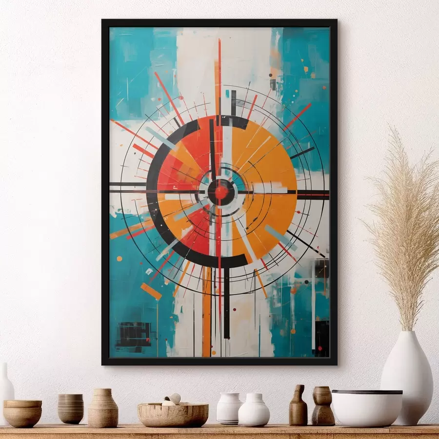 Fototapety Sústredený terč s modrozelenými a oranžovými segmentmi f46486