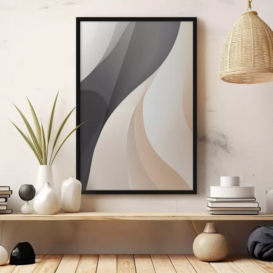 Fototapety Elegantné prekrývajúce sa krivky v uhlovo čiernej, slonovinovej a pieskovej farbe f46493