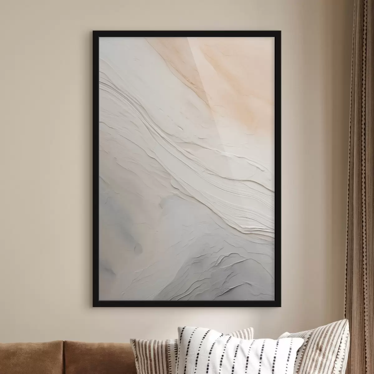 Plagáty Textúrovaná omietka v jemných odtieňoch slonovej kosti a piesku f46510