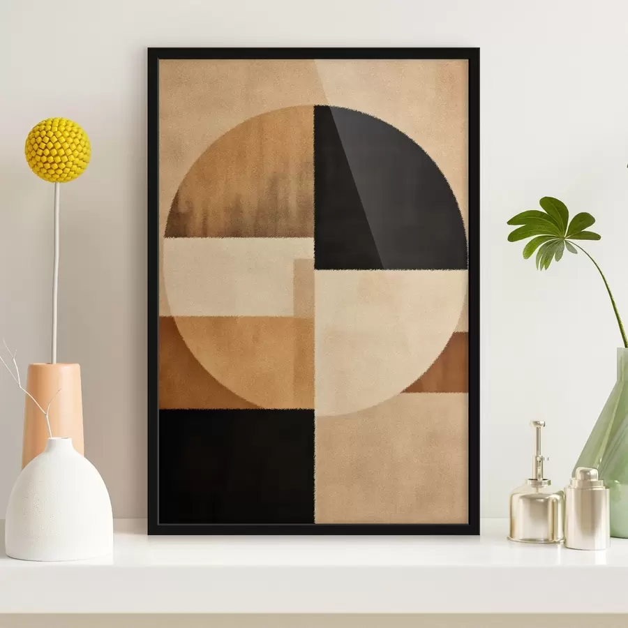 Fototapety Polkruhy a štvorce v teplých tónoch, jemná textúra f46531