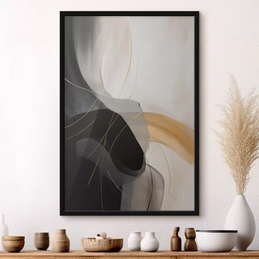 Fototapety Mäkké krivky v čiernej a béžovej farbe s teplým akcentom f46542