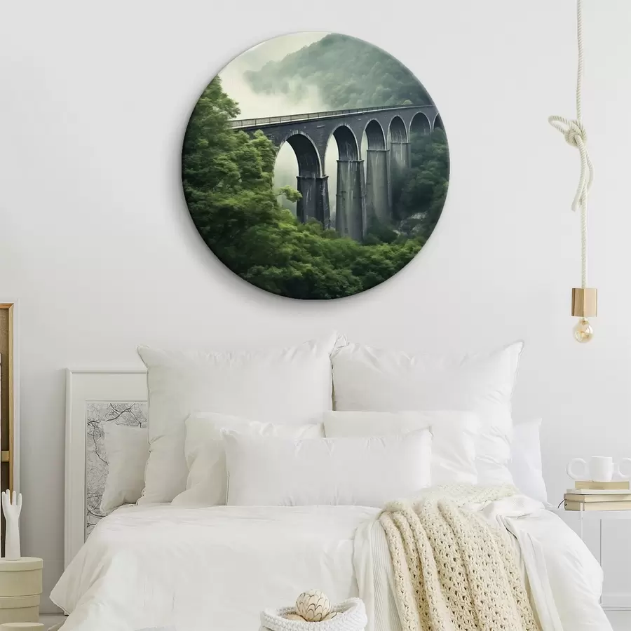 Obraz Kamenný viadukt nad hmlistou zalesnenou dolinou r46483