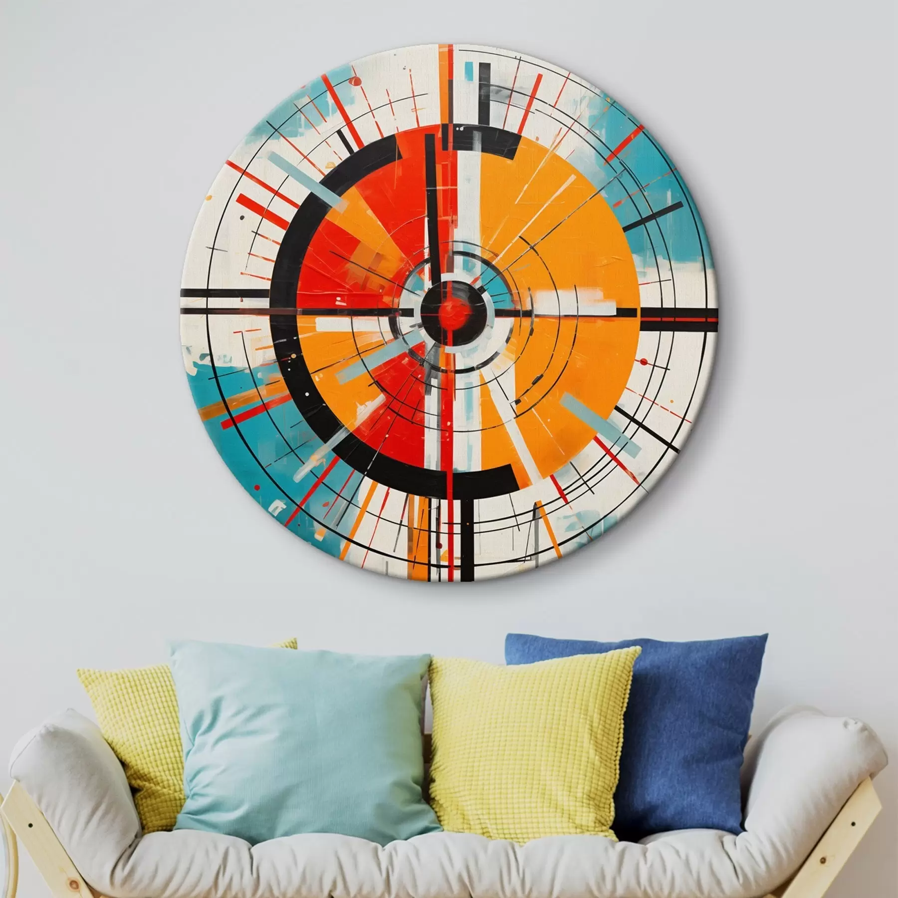 Obraz Sústredený terč s modrozelenými a oranžovými segmentmi r46486