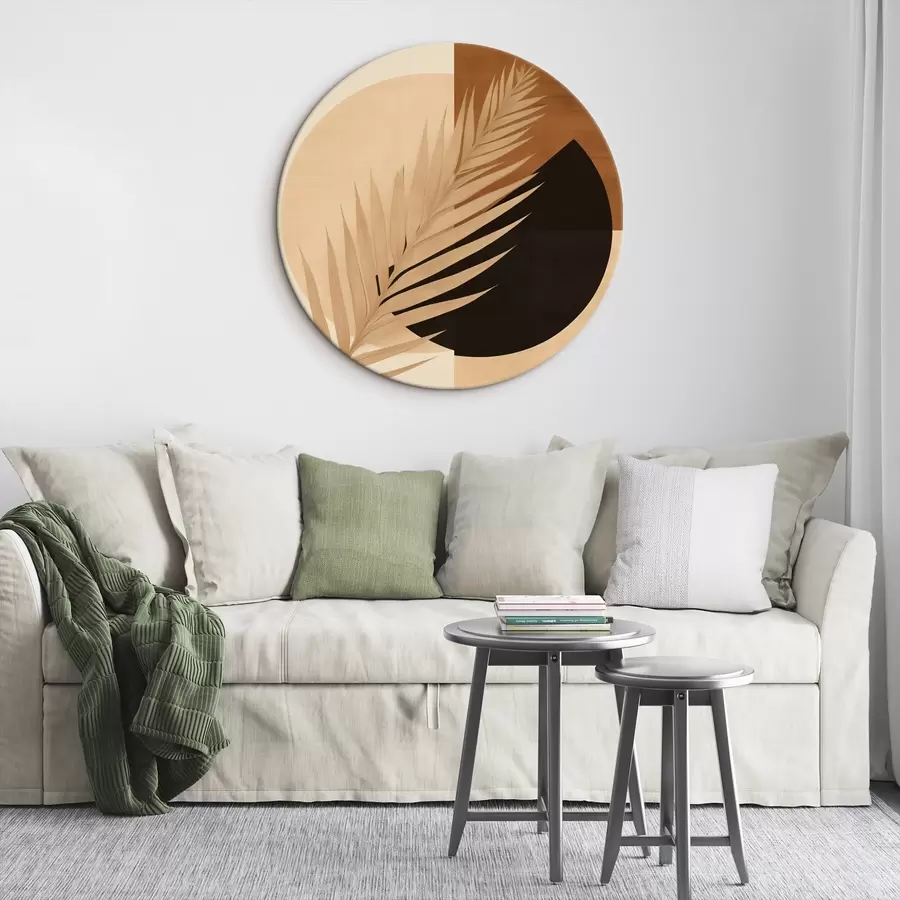 Obraz Palmová listová geometria na terakote a smotanovej farbe r46490