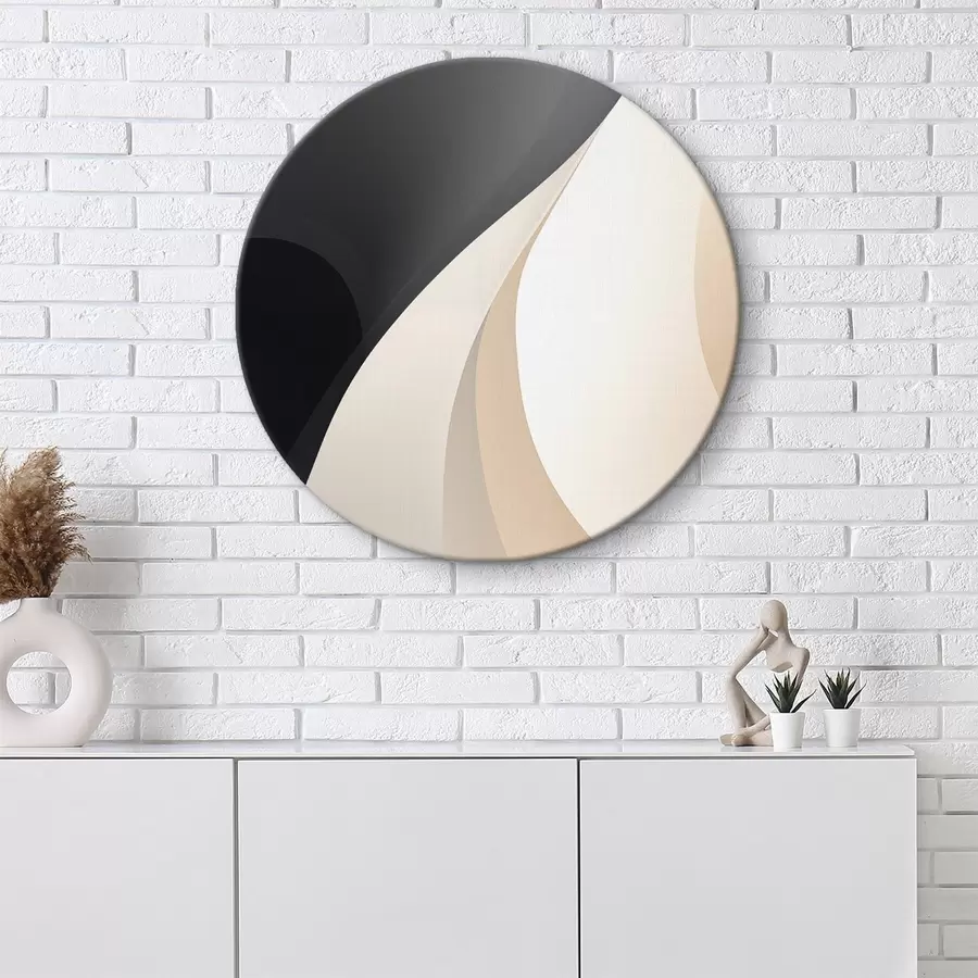 Obraz Elegantné prekrývajúce sa krivky v uhlovo čiernej, slonovinovej a pieskovej farbe r46493