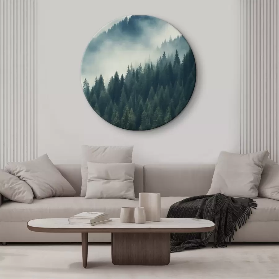 Obraz Hmla nad ihličnatými svahmi, tmavozelené odtiene r46516