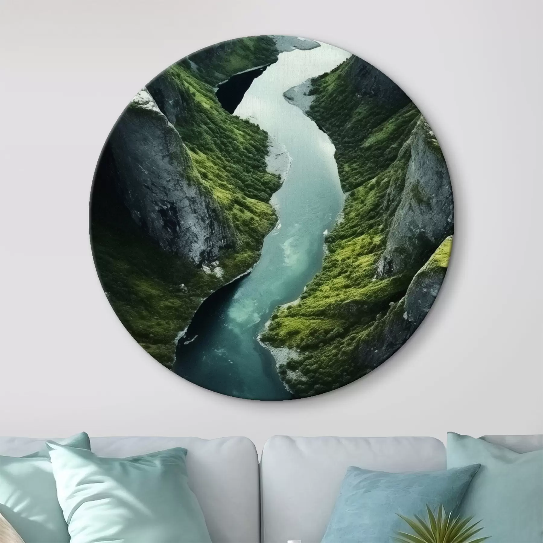 Obraz Kľukatá rieka medzi útesmi, pohľad z vtáčej perspektívy r46521