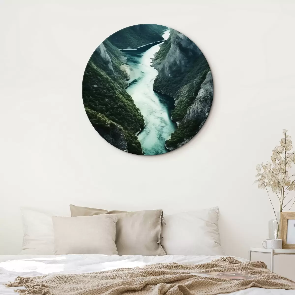 Okrúhle obrazy Úzka roklina s tyrkysovým prúdom zhora r46522