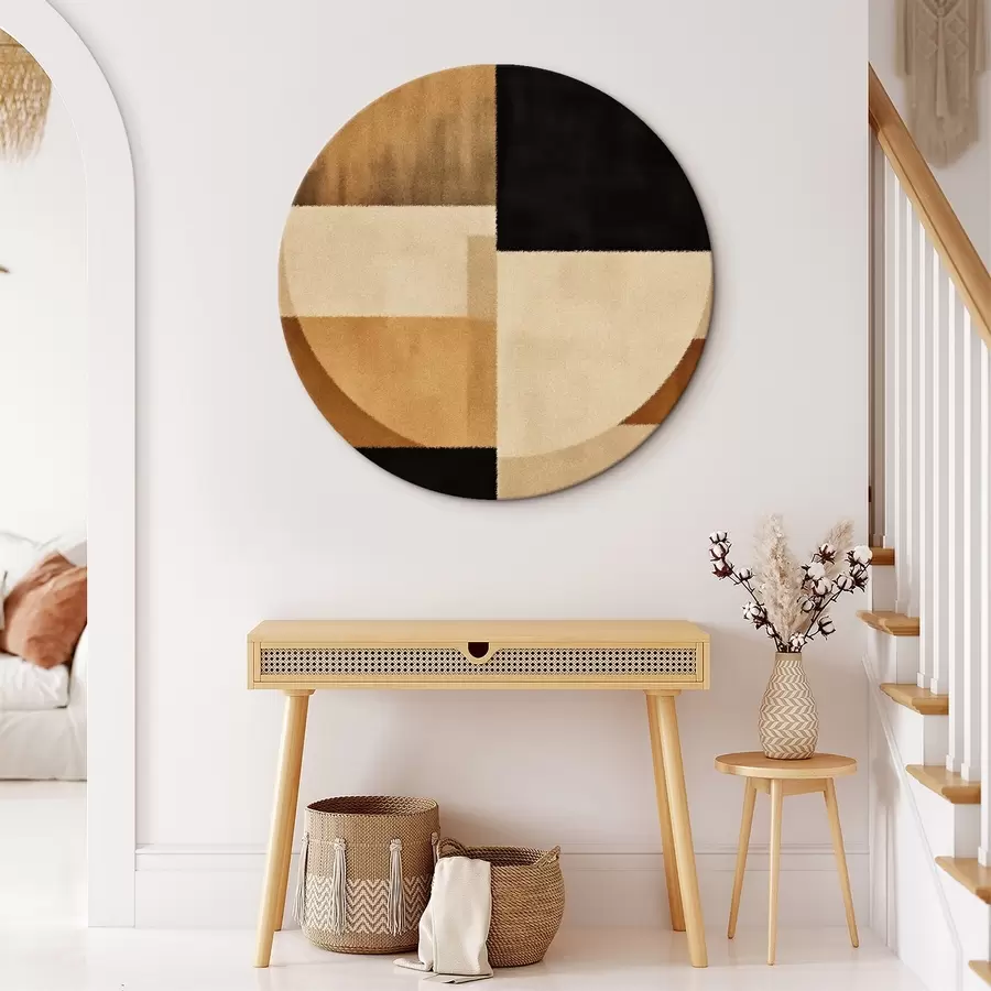 Obraz Polkruhy a štvorce v teplých tónoch, jemná textúra r46531