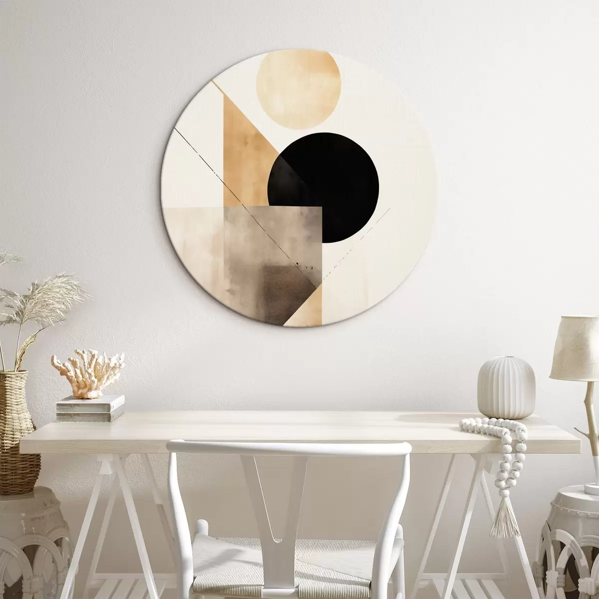 Okrúhle obrazy Minimálna kompozícia: kruh, trojuholník a roviny r46532