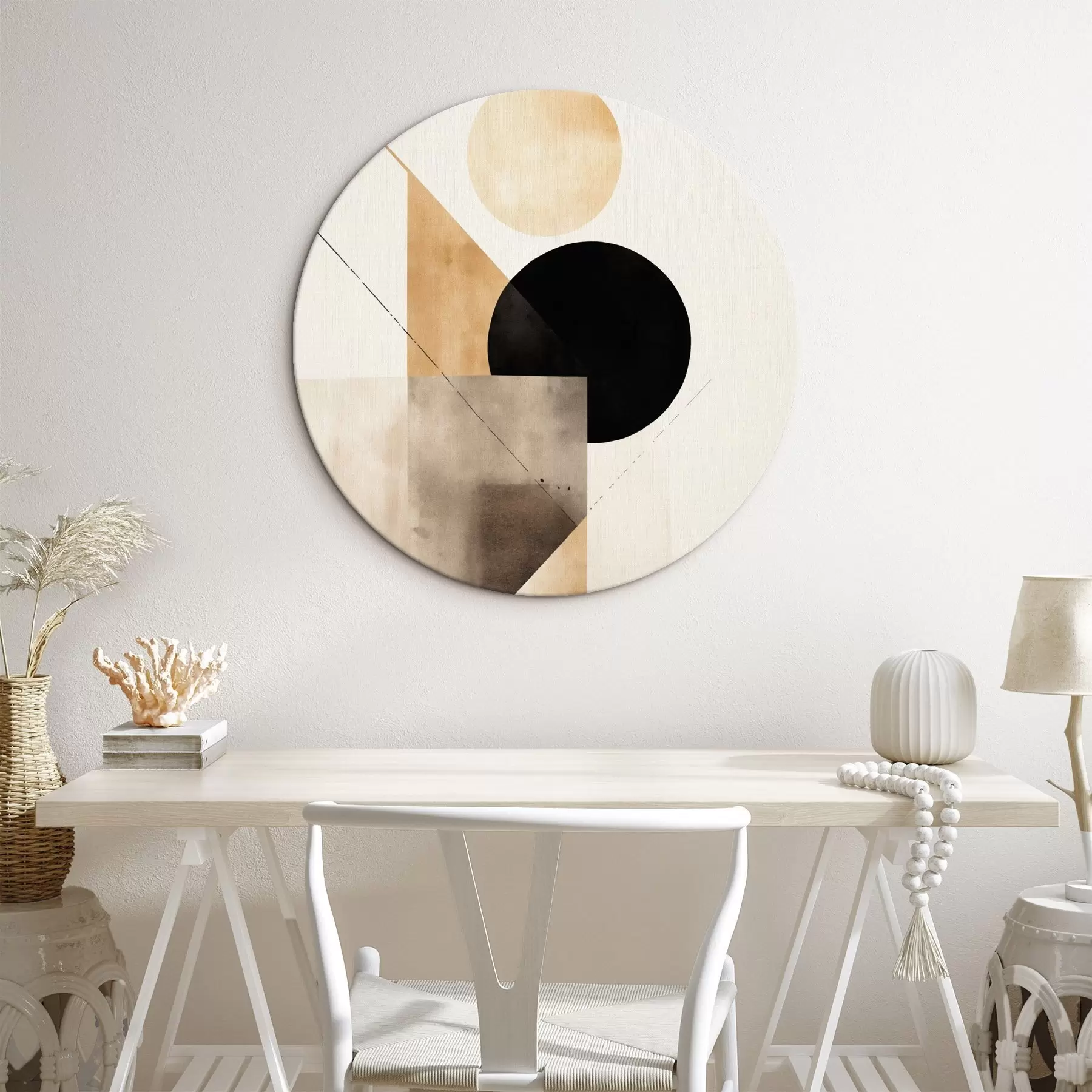 Obraz Minimálna kompozícia: kruh, trojuholník a roviny r46532