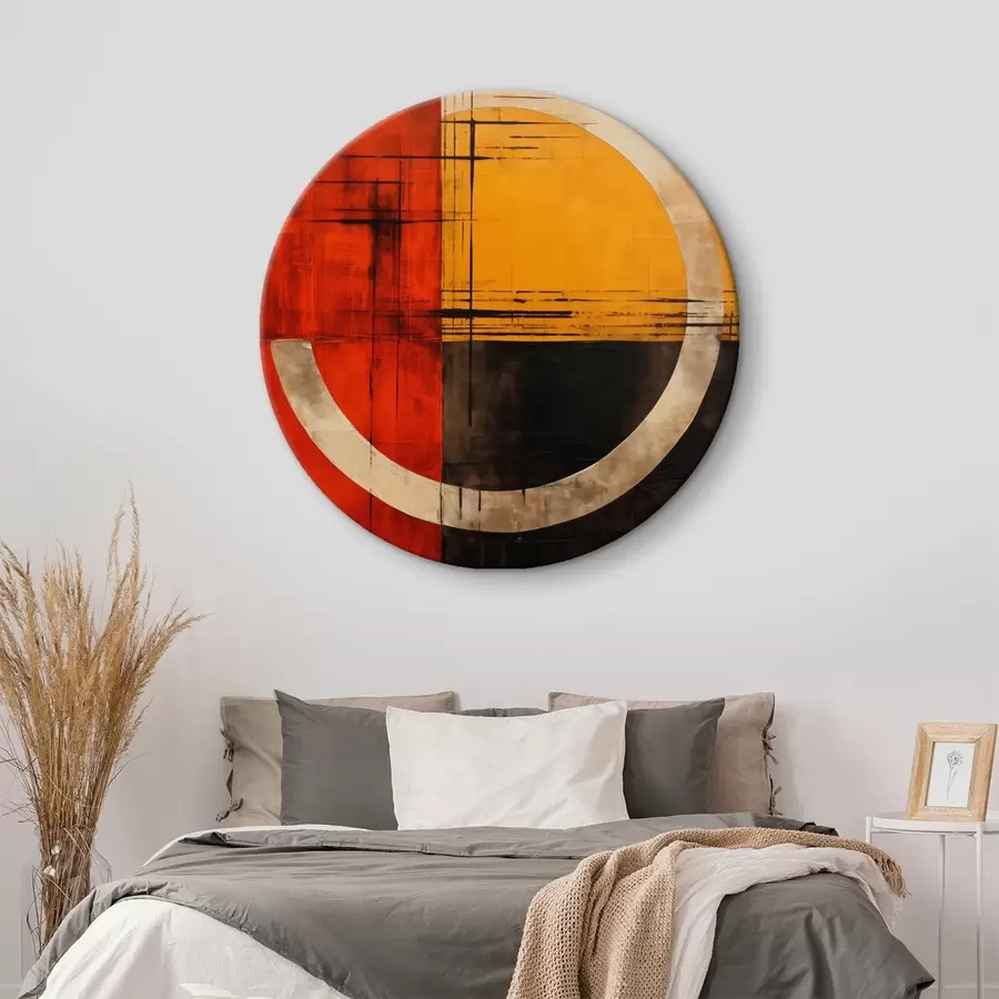 Obraz Abstraktný kruh na červeno-čiernom pozadí s čiarami r46535