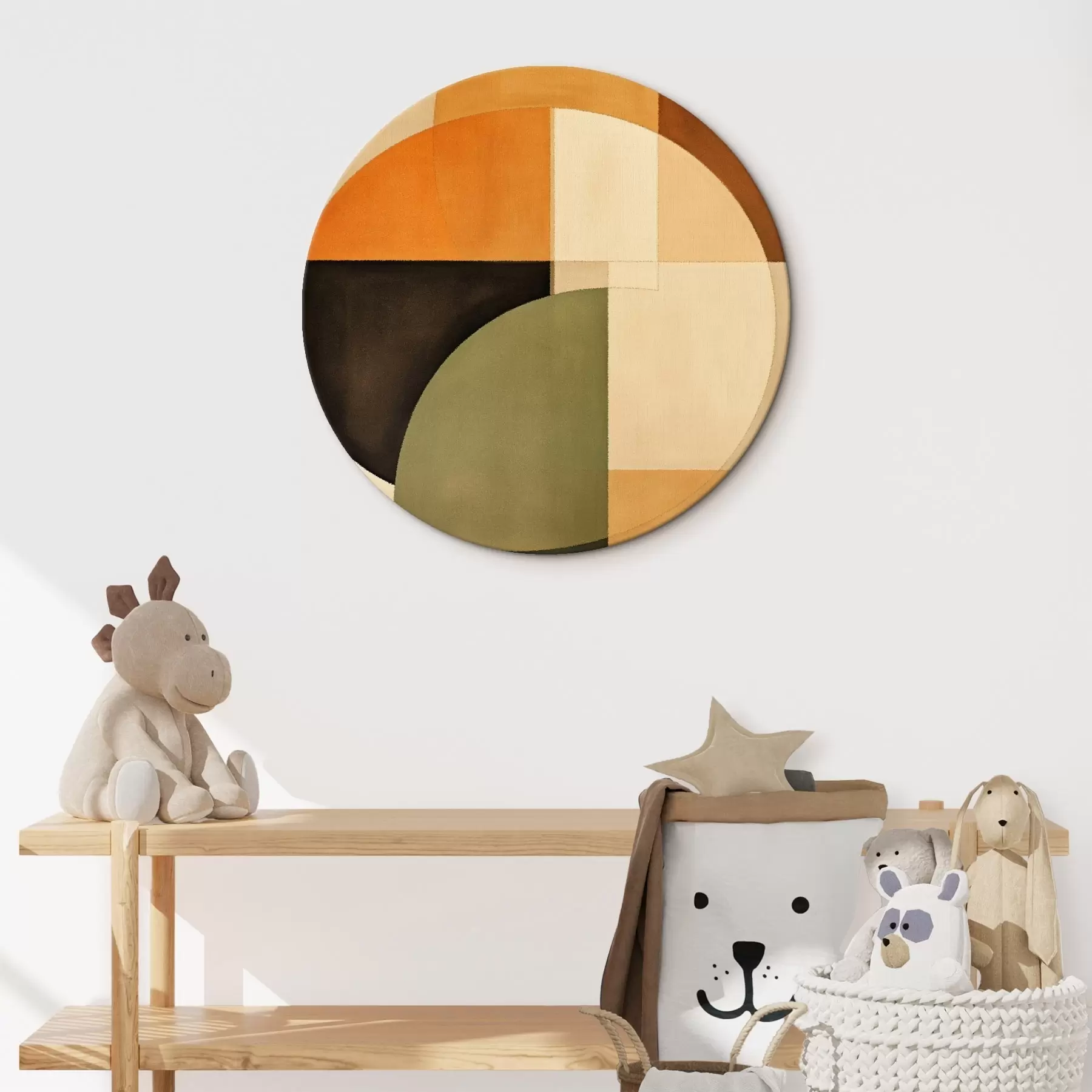 Obraz Prekrývajúce sa kruhy v pieskovo-olivovej palete r46537