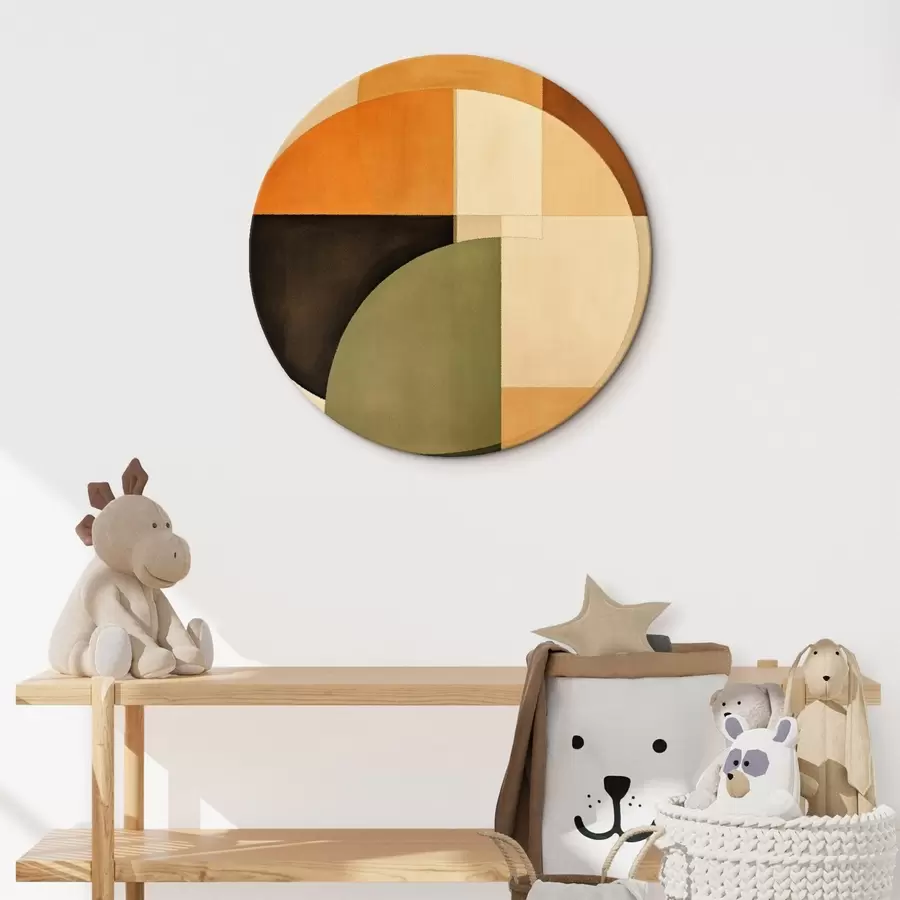 Obraz Prekrývajúce sa kruhy v pieskovo-olivovej palete r46537