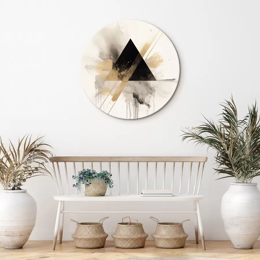 Obraz Geometria: čierny trojuholník so svetlými škvrnami a čiarami r46540