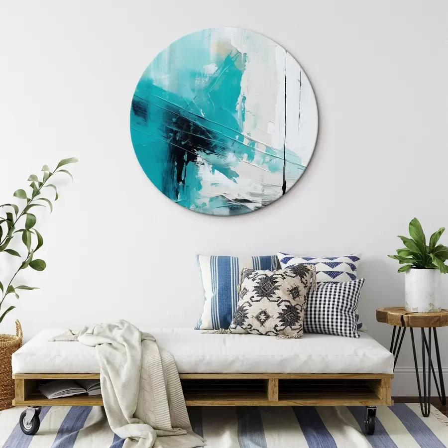 Obraz Tyrkysové ťahy na bielom pozadí s čiernou čiarou r46545