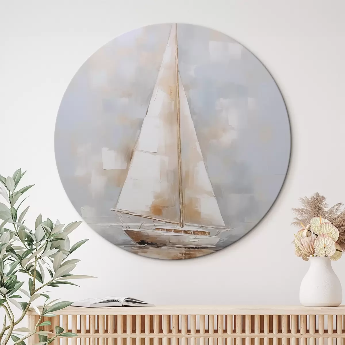 Okrúhle obrazy Maľba imitácie plachetnice r46677