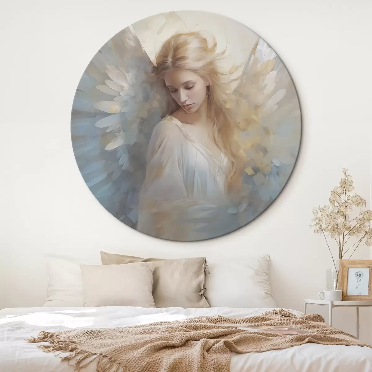 Okrúhle obrazy Imitácia abstraktnej maľby anjela r46682