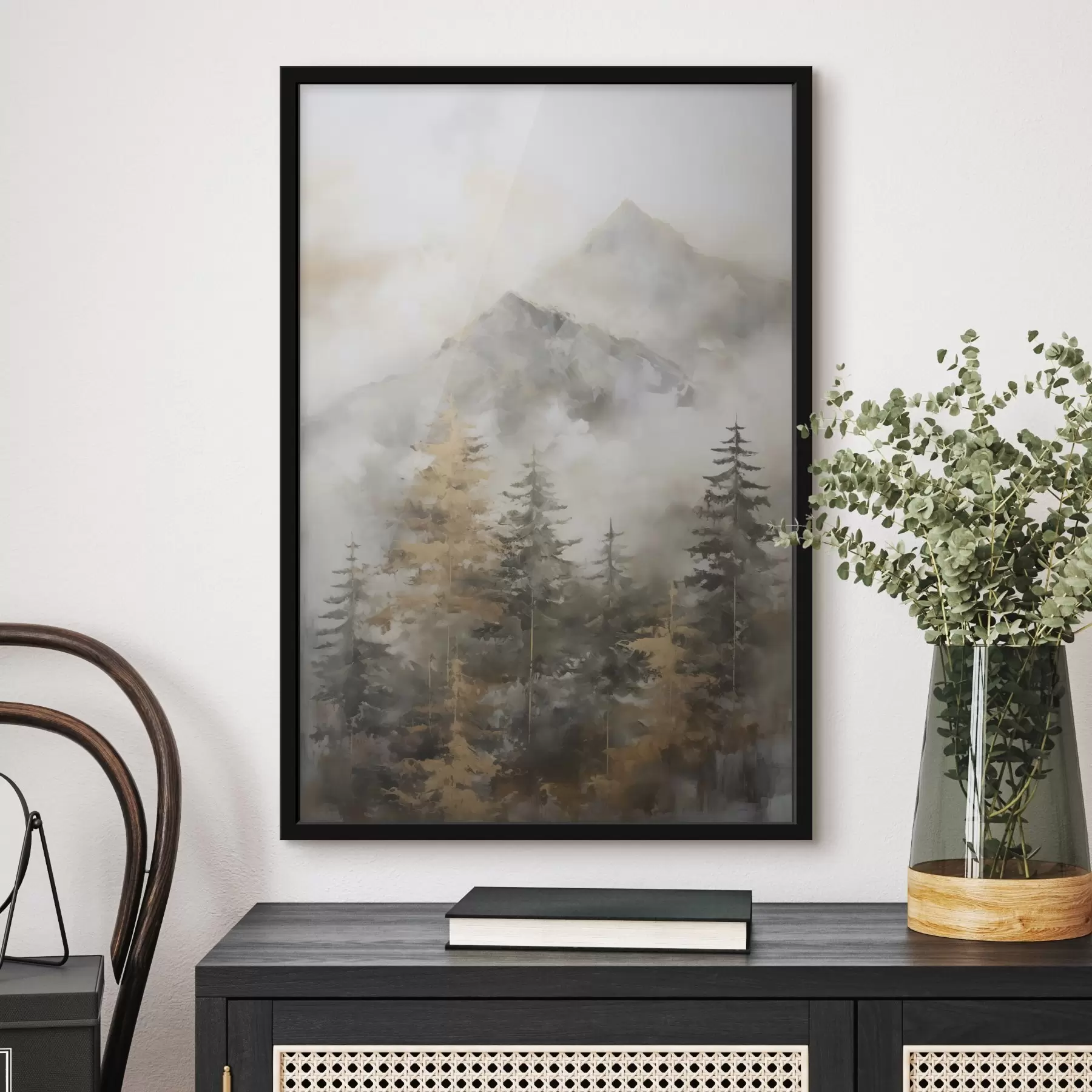 Fototapety Les na pozadí hôr imitácia maľby f46670