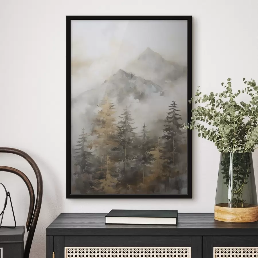 Fototapety Les na pozadí hôr imitácia maľby f46670