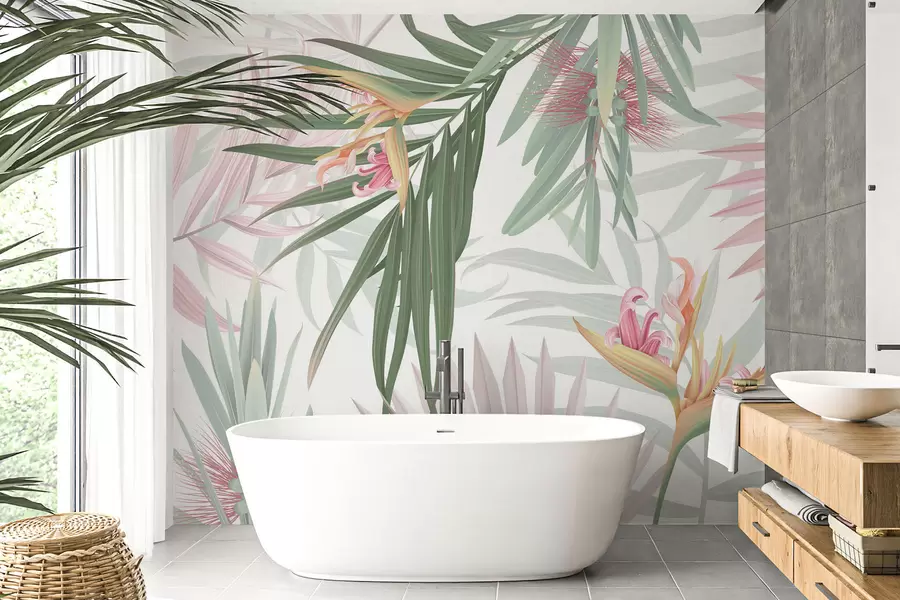 Fototapety Strelitzia v palmových listoch w04896v2