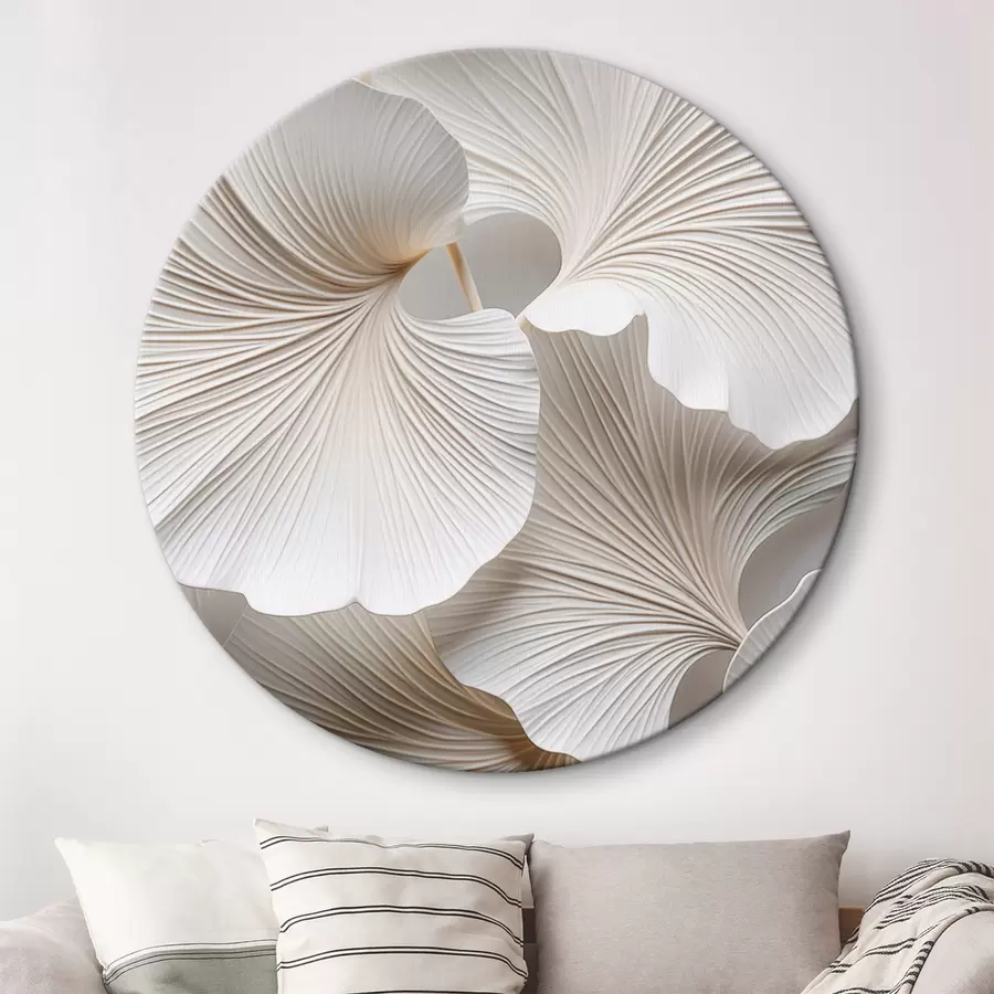 Obraz Biele listy ginkgo biloba s detailnými žilkami, jemným osvetlením, textúrovaným elegantným a minimalistickým dizajnom r46705