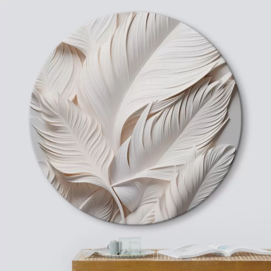 Obraz Biele listy so zložitými detailmi, ktoré vytvárajú textúrovaný a vrstvený efekt, minimalistické umenie r46706