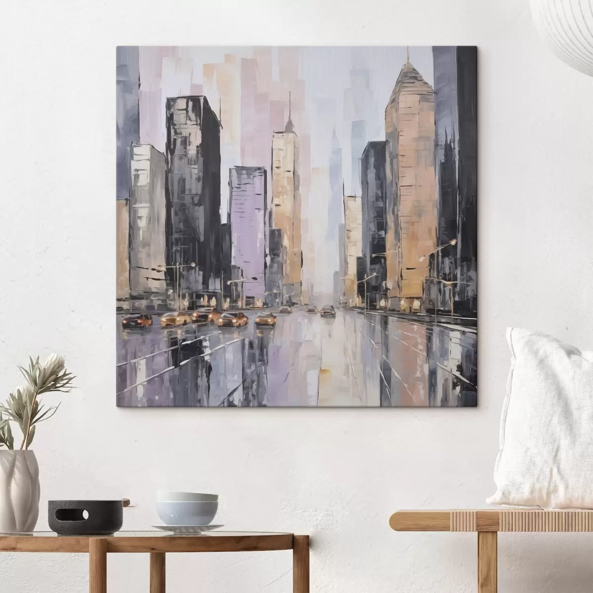 Obraz Abstraktná imitácia mestského panorámatu v maľbe s46753