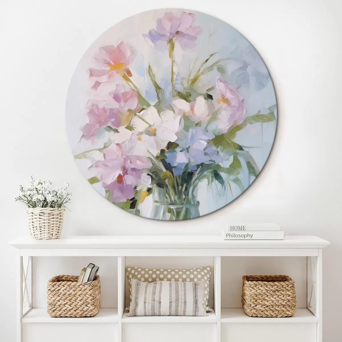 Okrúhle obrazy Kytica kvetov vo váze imitácia maľby r46751