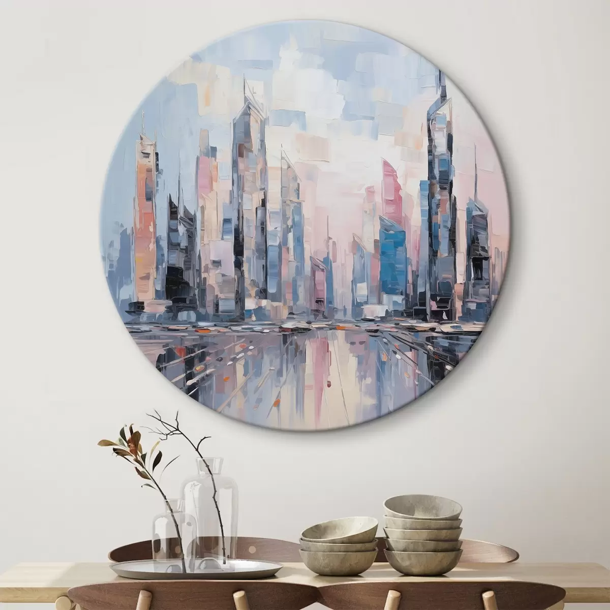 Okrúhle obrazy Abstraktná mestská imitácia maľby r46752