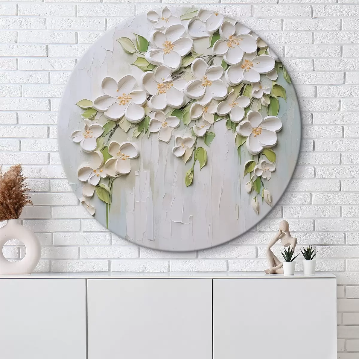 Okrúhle obrazy Abstraktné kvety imitácia maľby r46755