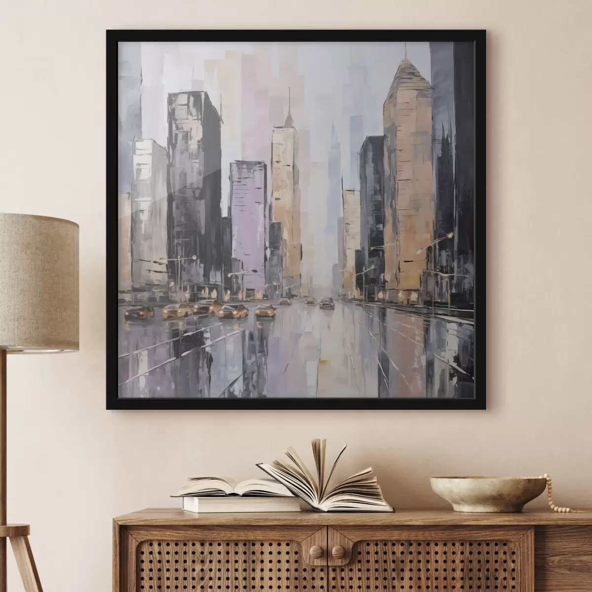 Plagáty Abstraktná imitácia mestského panorámatu v maľbe f46753