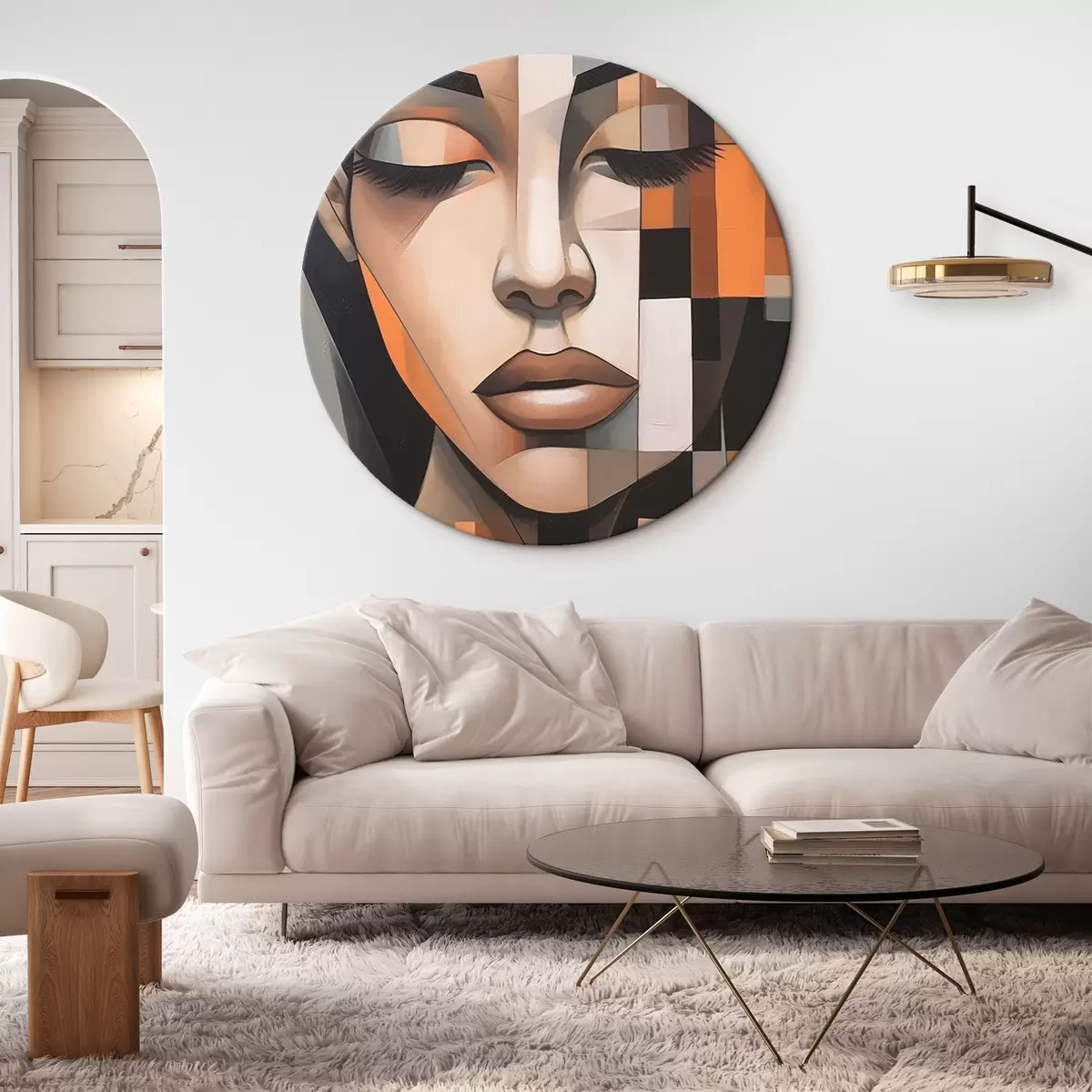 Okrúhle obrazy Kubistický ženský portrét r46731