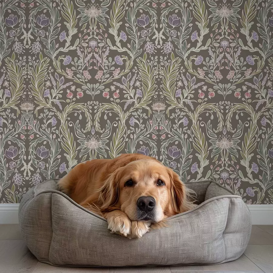 Fototapety Symetrické kvety a listy na hnedasto-sivom pozadí a00928v2