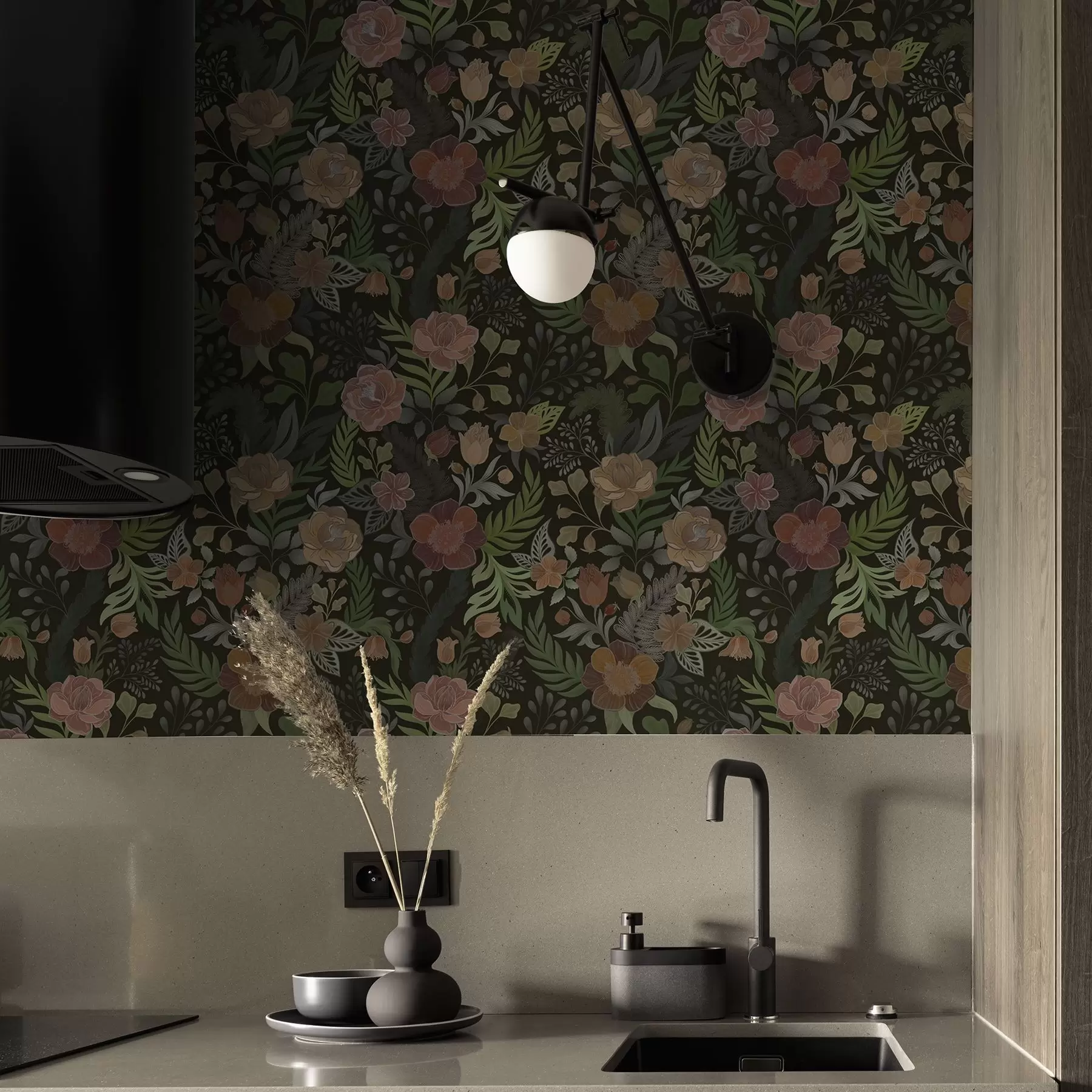 Fototapety Bohaté kvety a zeleň na tmavom pozadí a00932