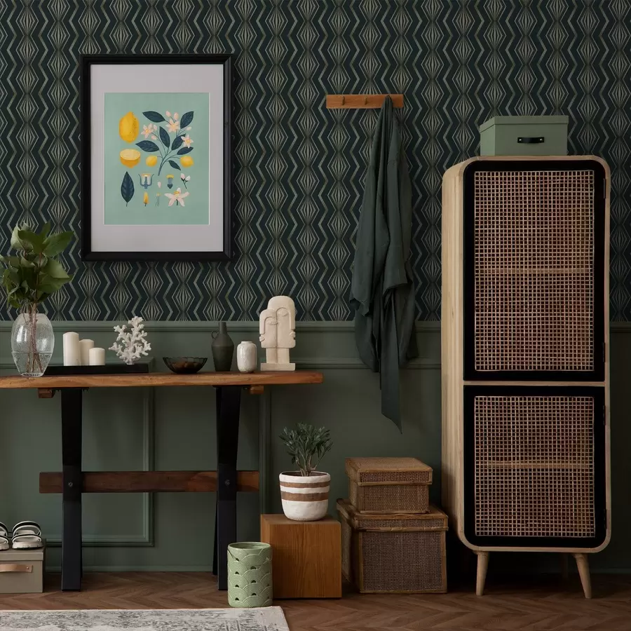 Fototapety Tmavo zelenomodrý geometrický vzor s diamantmi a00973v1