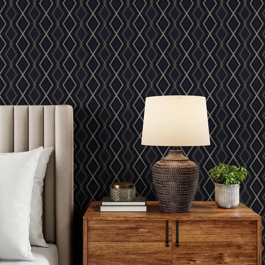 Fototapety Tmavomodrá diamantová mriežka s tenkými svetlými čiarami a00975