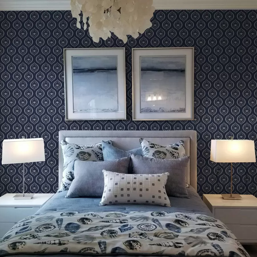 Fototapety Kontrastné motívy kvapiek s kvetinou na tmavomodrom pozadí a00977v1