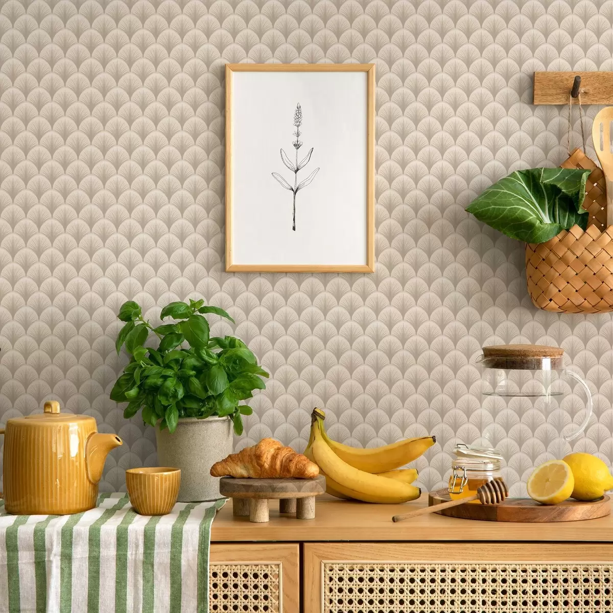 Tapety Béžové vejárovité oblúky s jemnými lúčmi na svetlom pozadí a00978