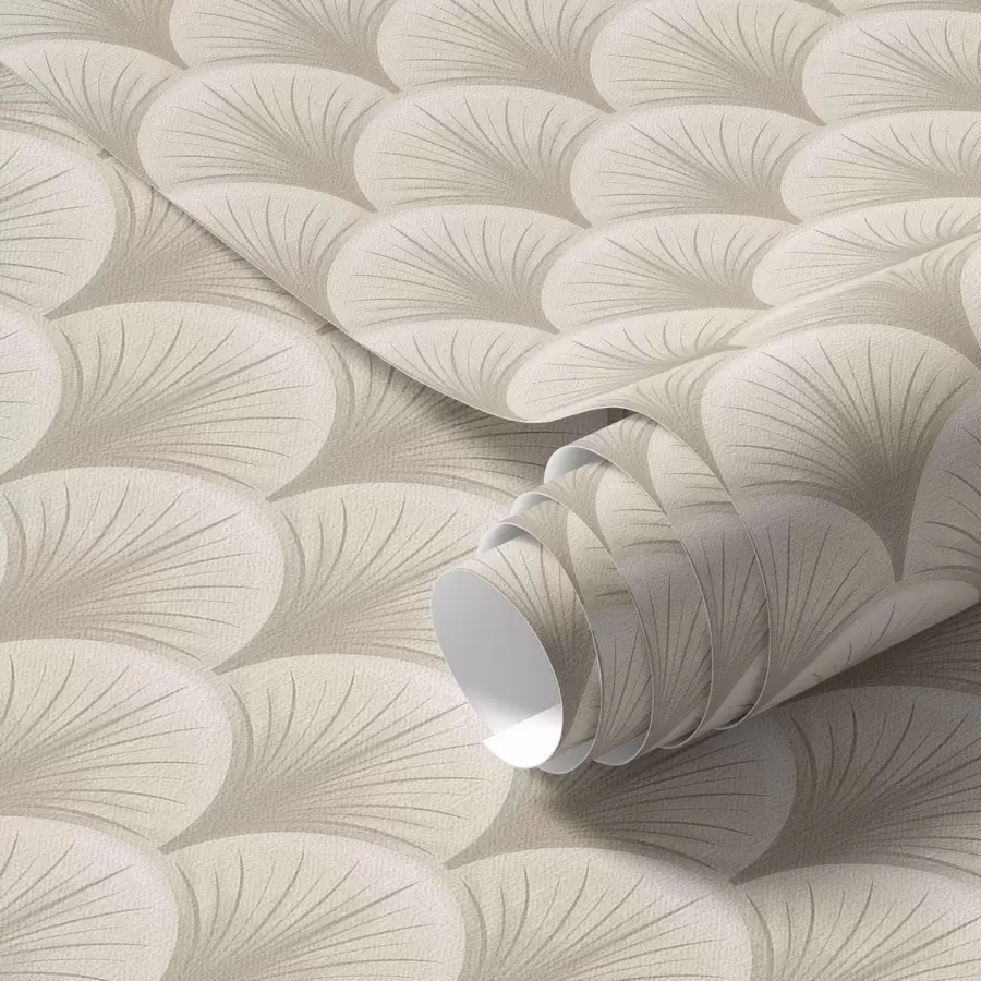 Fototapety Béžové vejárovité oblúky s jemnými lúčmi na svetlom pozadí a00978