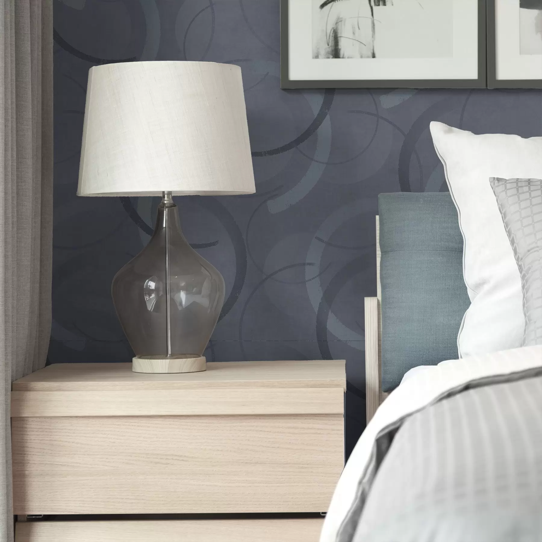 Fototapety Polkruhy a jemné kruhy v chladnej šedo-modrej palete a00980