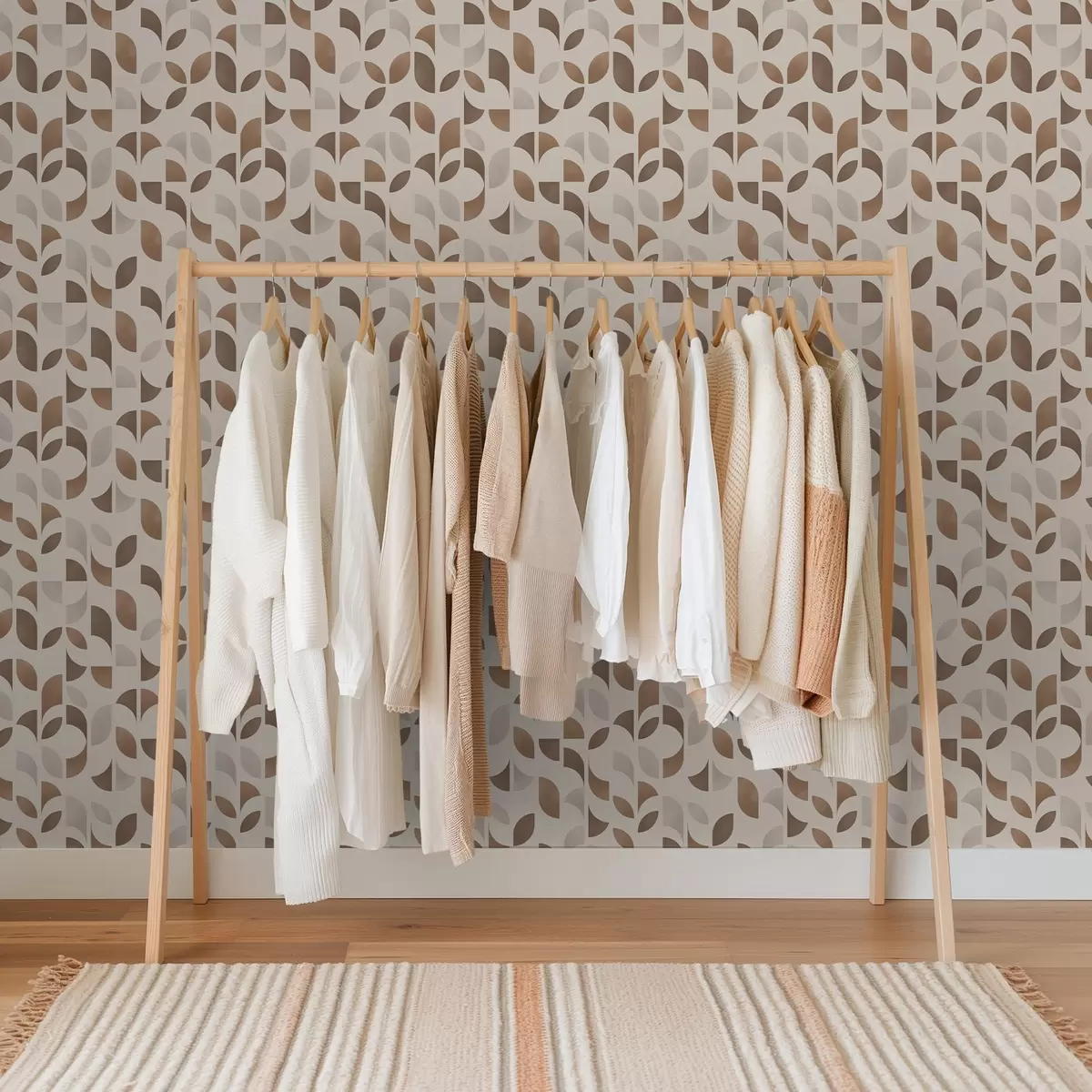 Tapety Rytmus polkruhov a listov v teplých karamelovo hnedých odtieňoch a00986v1