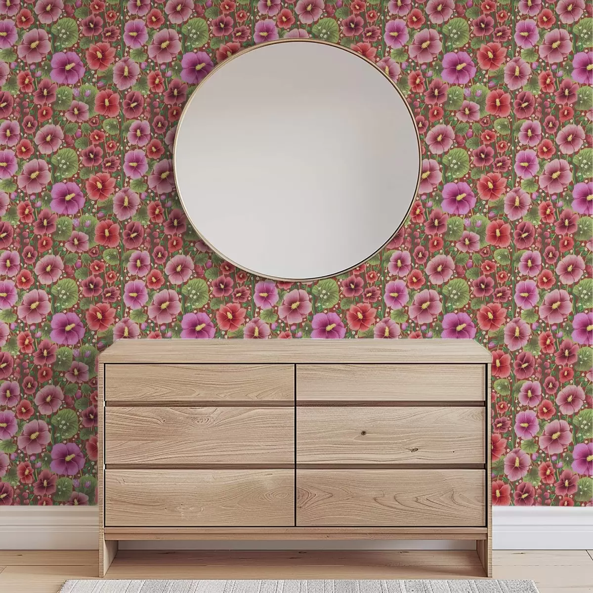 Tapety Kvitnúci ibištek na teplom hnedočervenom pozadí a00993v1