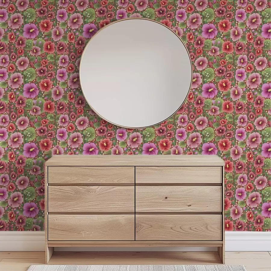 Fototapety Kvitnúci ibištek na teplom hnedočervenom pozadí a00993v1